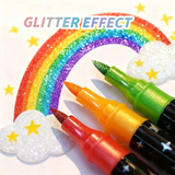 ArtShine – Kleurijk & Sprankelend – Dubbelzijdige Glitter & Lichtgevende Stiften Set