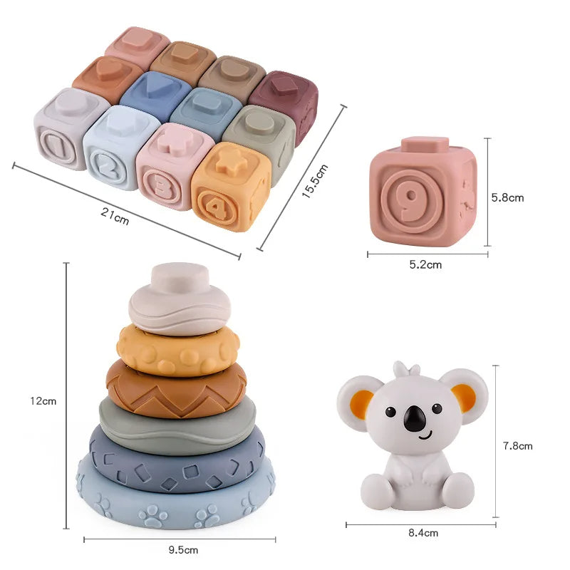 Koala Cubes™ - Tandvriendelijke toren - Bijtring speelgoed