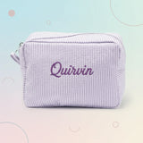Striped Name Pouch – Gepersonaliseerd & Stijlvol – Make-up Tas