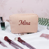 Striped Name Pouch – Gepersonaliseerd & Stijlvol – Make-up Tas