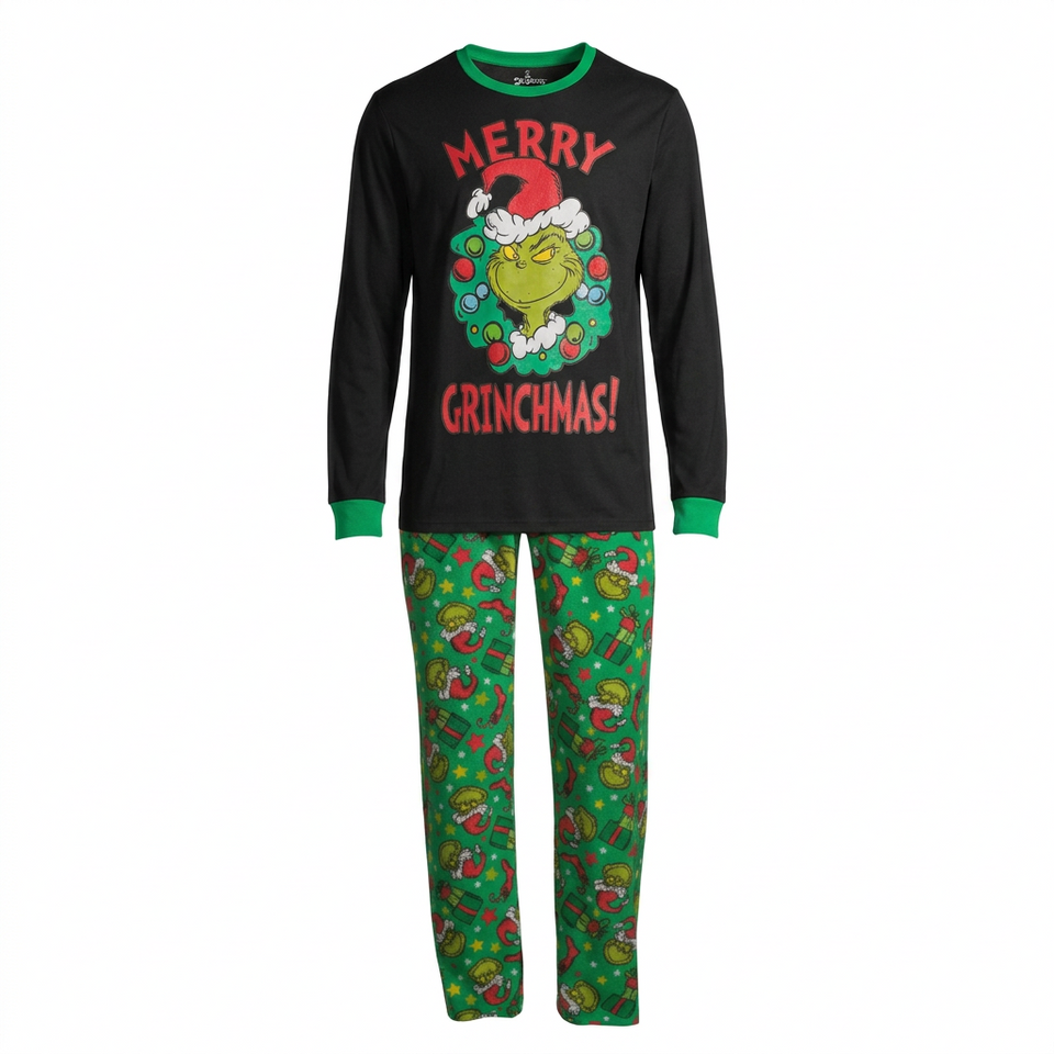 ChristmasGrinch – Speels & Gezellig – Familie Kerstpyjama met Grinchprint
