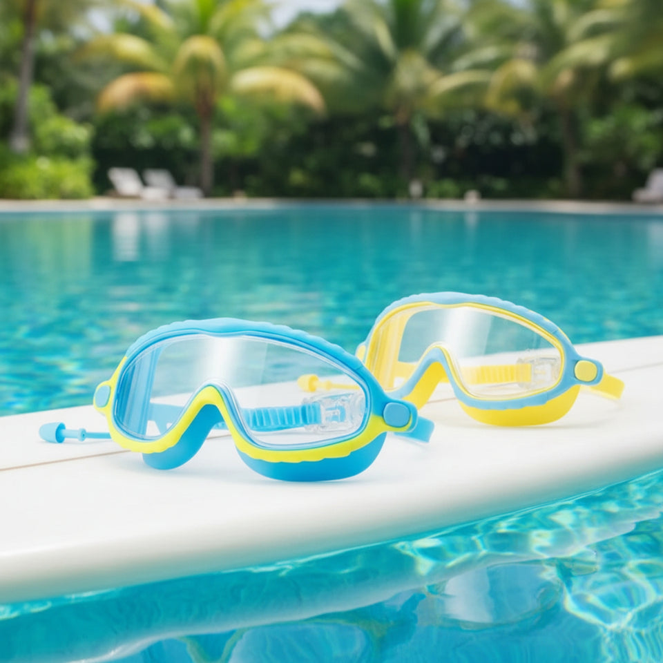 AquaVision – Verstelbare anticondens- en UV-bescherming – Siliconen zwembril met oordoppen