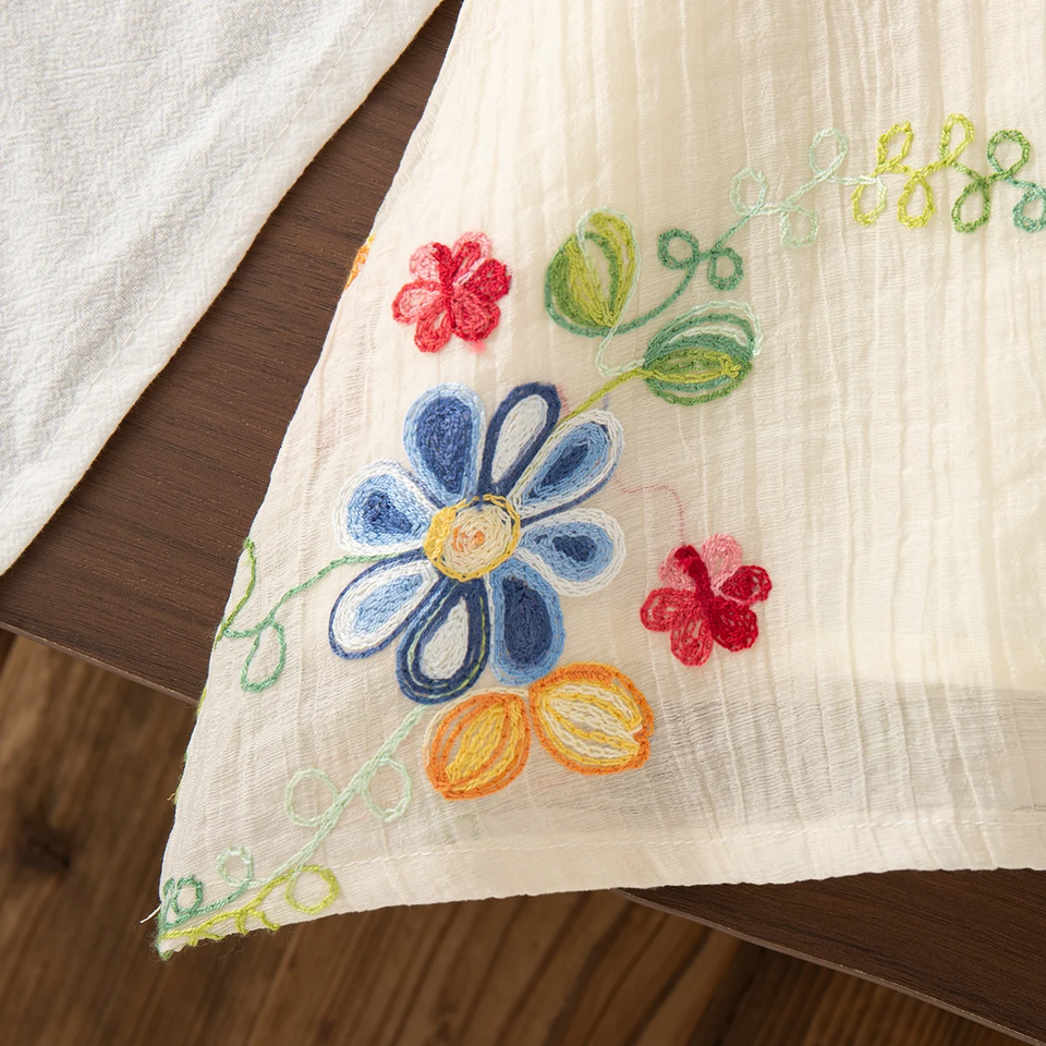 MiniFlora – Lichtgewicht & charmant – Geborduurde jurk voor peutermeisjes