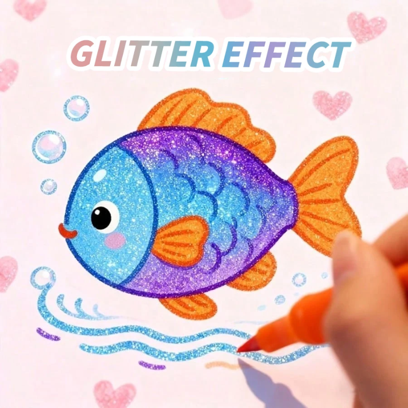 ArtShine – Kleurijk & Sprankelend – Dubbelzijdige Glitter & Lichtgevende Stiften Set