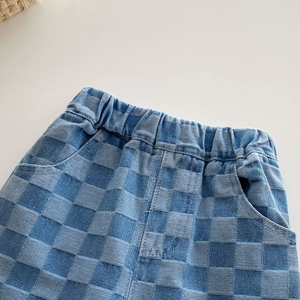 DenimCheck – Comfortabel & Trendy – Kinder Broek met Blokjespatroon