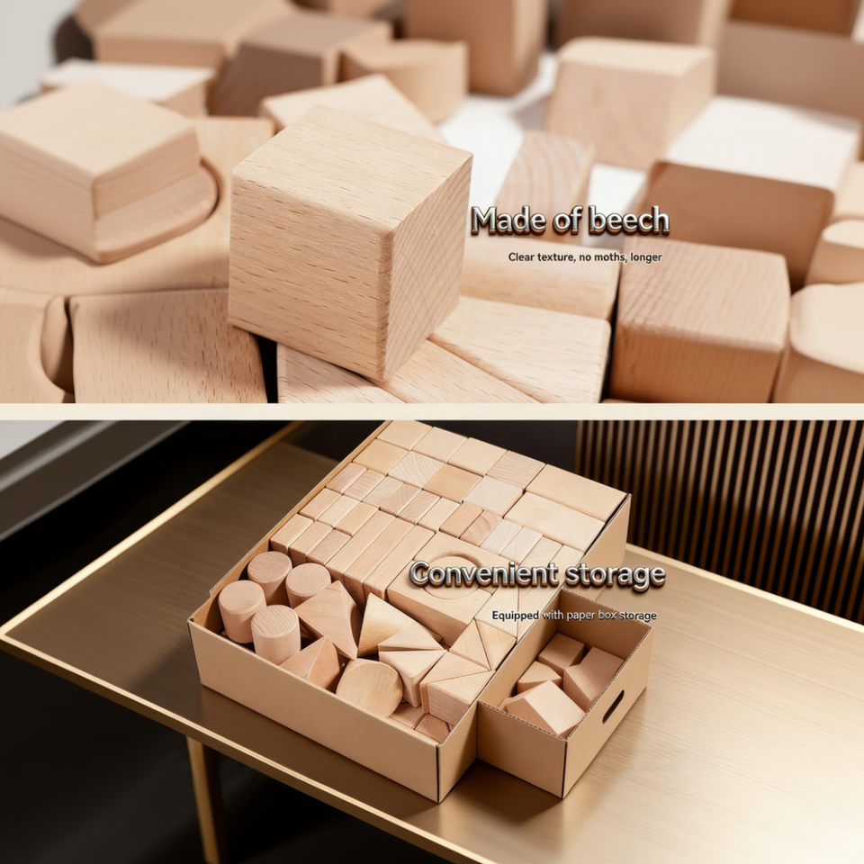 BlockyFun – Creatief & Educatief – 100-delige Houten Bouwblokken Set