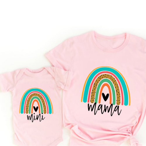 Mini Fashion™ - Mama & Dochter - Matchende Shirt & Romper