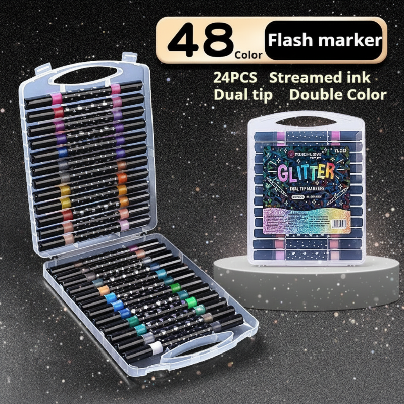ArtShine – Kleurijk & Sprankelend – Dubbelzijdige Glitter & Lichtgevende Stiften Set