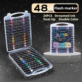 ArtShine – Kleurijk & Sprankelend – Dubbelzijdige Glitter & Lichtgevende Stiften Set