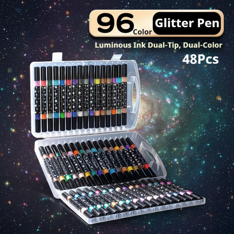 ArtShine – Kleurijk & Sprankelend – Dubbelzijdige Glitter & Lichtgevende Stiften Set