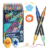 ArtShine – Kleurijk & Sprankelend – Dubbelzijdige Glitter & Lichtgevende Stiften Set