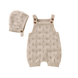 MiniCozy – Zacht & Comfortabel – Gebreide Baby Tuinbroek met Mutsje