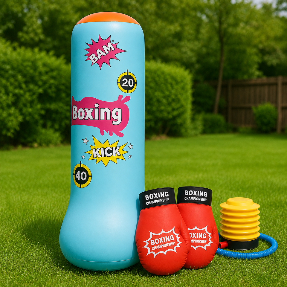 BopBag – Leuk & Actief – Opblaasbare Bokszak met handschoenen