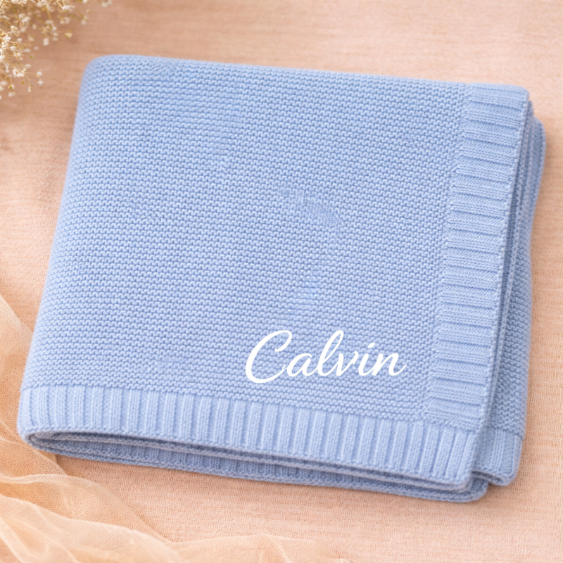 Personalized Baby Blanket – Zacht & Uniek – Katoenen Gepersonaliseerd Geborduurde Deken