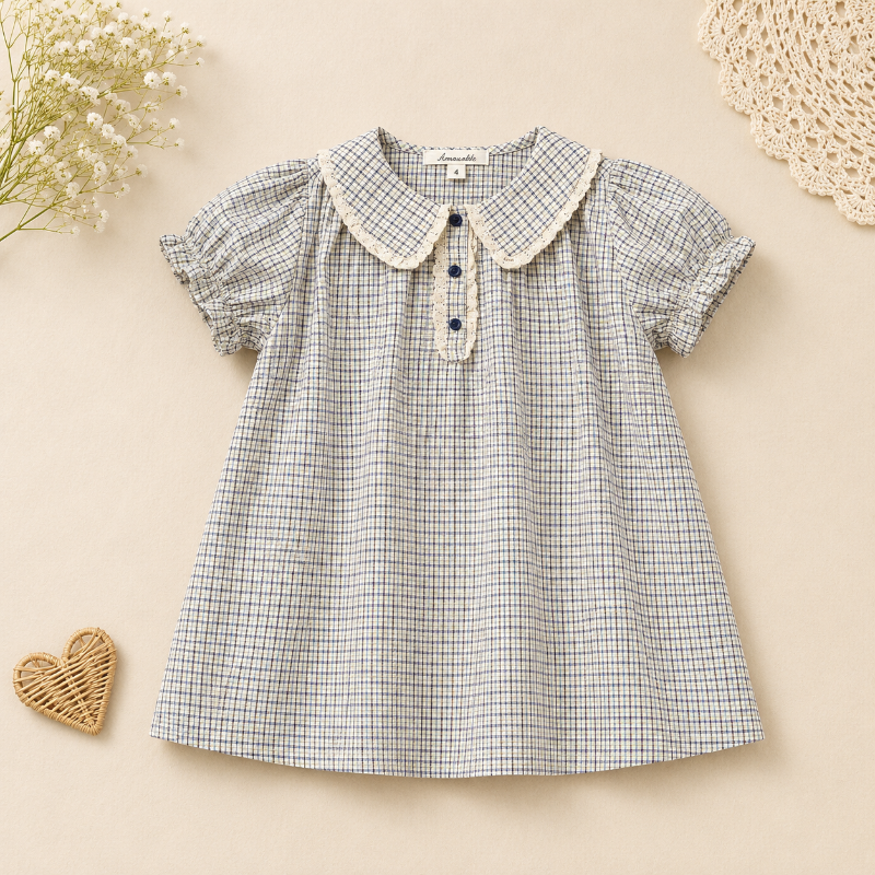 Short Sleeve Embroidery Dress – Elegant & Comfort – Boutique Meisjesjurk