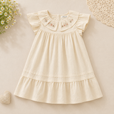 Short Sleeve Embroidery Dress – Elegant & Comfort – Boutique Meisjesjurk