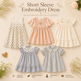Short Sleeve Embroidery Dress – Elegant & Comfort – Boutique Meisjesjurk