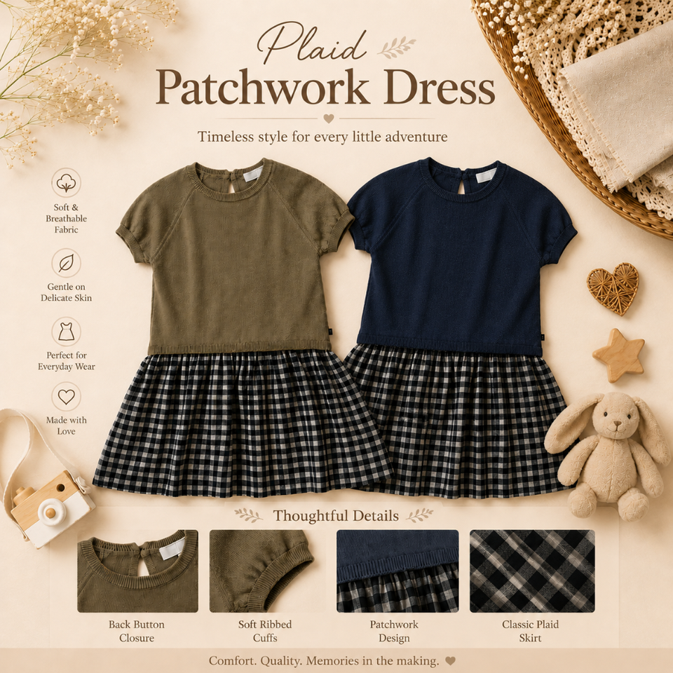 Plaid Patchwork Dress – Trendy & Luchtig – Geruite Jurk