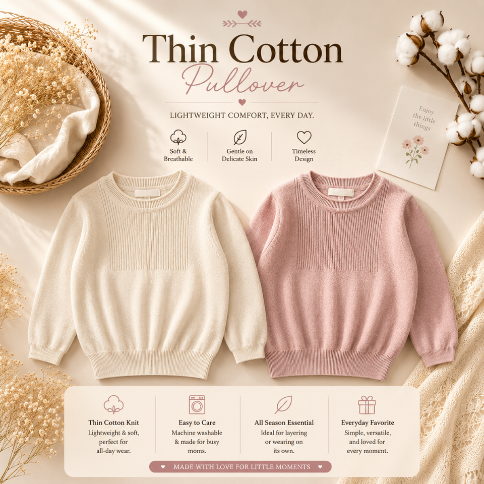 Thin Cotton Pullover – Licht & Comfort – Gebreide Kinder Trui