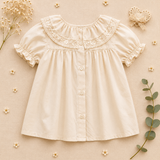 Ruffle Collar Top – Elegant & comfortabel – Top met decoratieve Kraag en pofmouwen