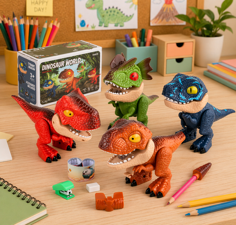 Dinosaur Stationery Toy – Creatief & Leerzaam – 5-in-1 Bureau Set