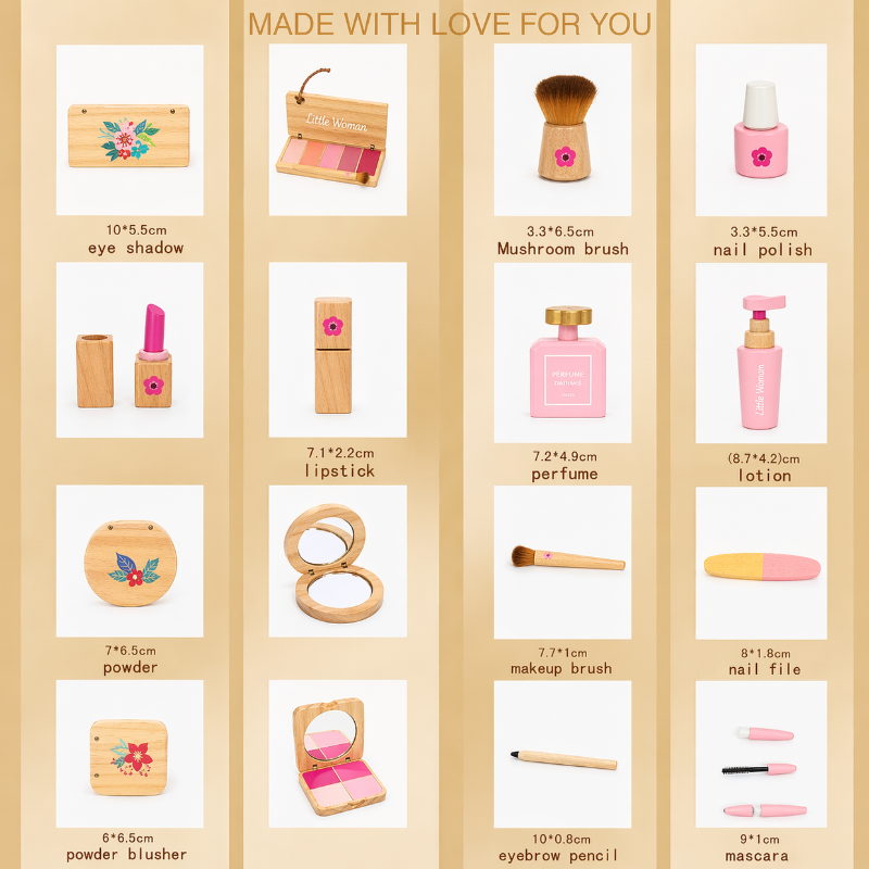 Wooden Makeup Play Set – Creatief & Rollenspel – Houten Make-up Set