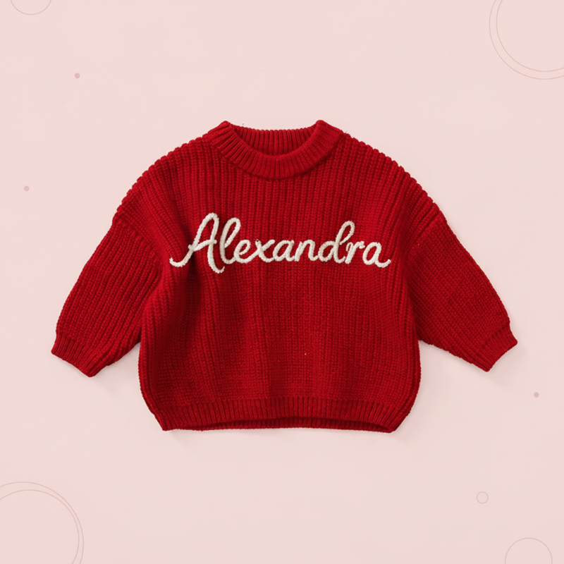 Personalized Baby Sweater – Uniek & Liefdevol – Geborduurde Gepersonaliseerde Baby Trui