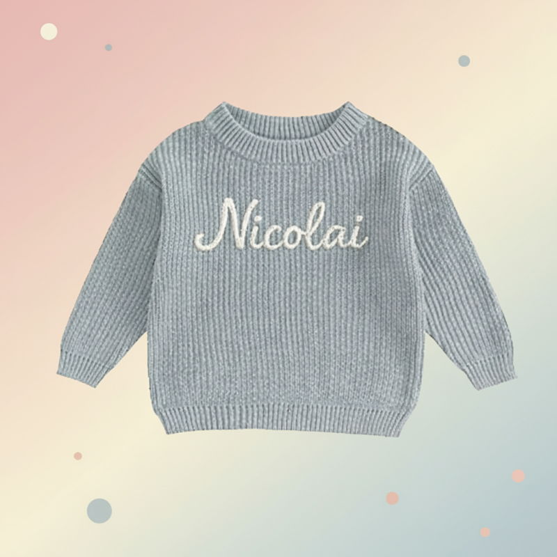 Personalized Baby Sweater – Uniek & Liefdevol – Geborduurde Gepersonaliseerde Baby Trui