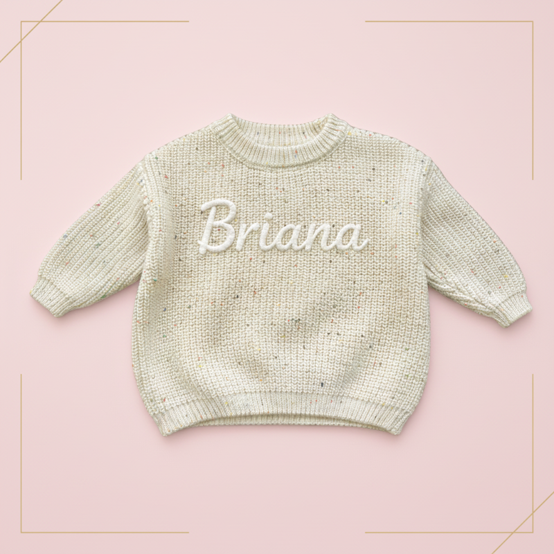 Personalized Baby Sweater – Uniek & Liefdevol – Geborduurde Gepersonaliseerde Baby Trui