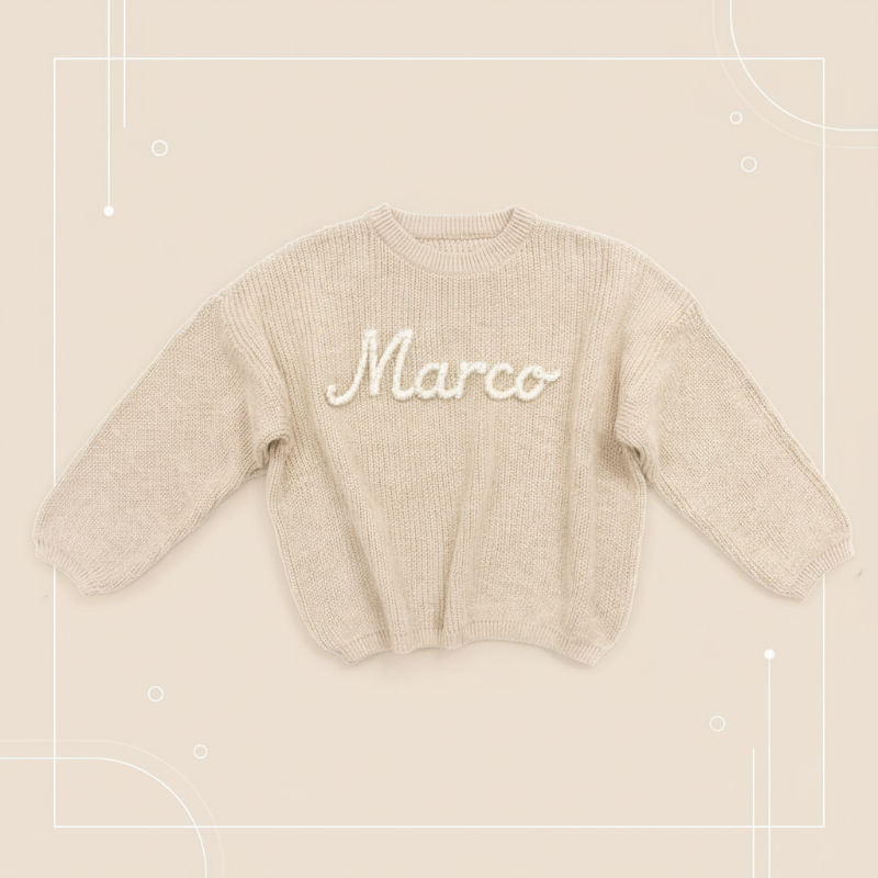 Personalized Baby Sweater – Uniek & Liefdevol – Geborduurde Gepersonaliseerde Baby Trui