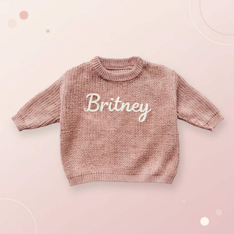Personalized Baby Sweater – Uniek & Liefdevol – Geborduurde Gepersonaliseerde Baby Trui