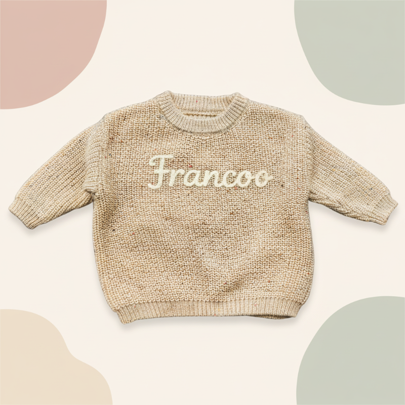 Personalized Baby Sweater – Uniek & Liefdevol – Geborduurde Gepersonaliseerde Baby Trui
