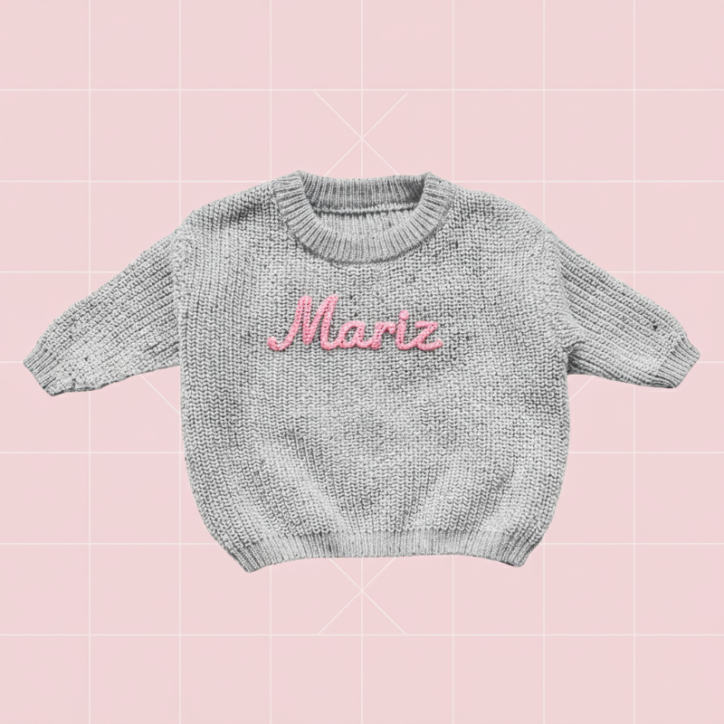 Personalized Baby Sweater – Uniek & Liefdevol – Geborduurde Gepersonaliseerde Baby Trui