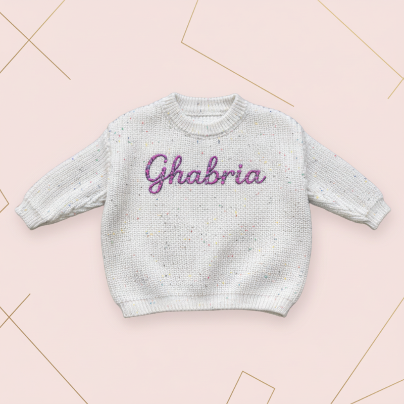 Personalized Baby Sweater – Uniek & Liefdevol – Geborduurde Gepersonaliseerde Baby Trui