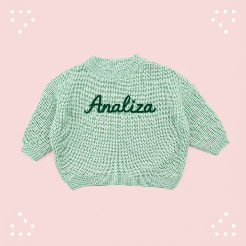 Personalized Baby Sweater – Uniek & Liefdevol – Geborduurde Gepersonaliseerde Baby Trui