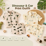 Dinosaur & Car Print Outfit – Stoer & Speels – Zomer Kleding Set