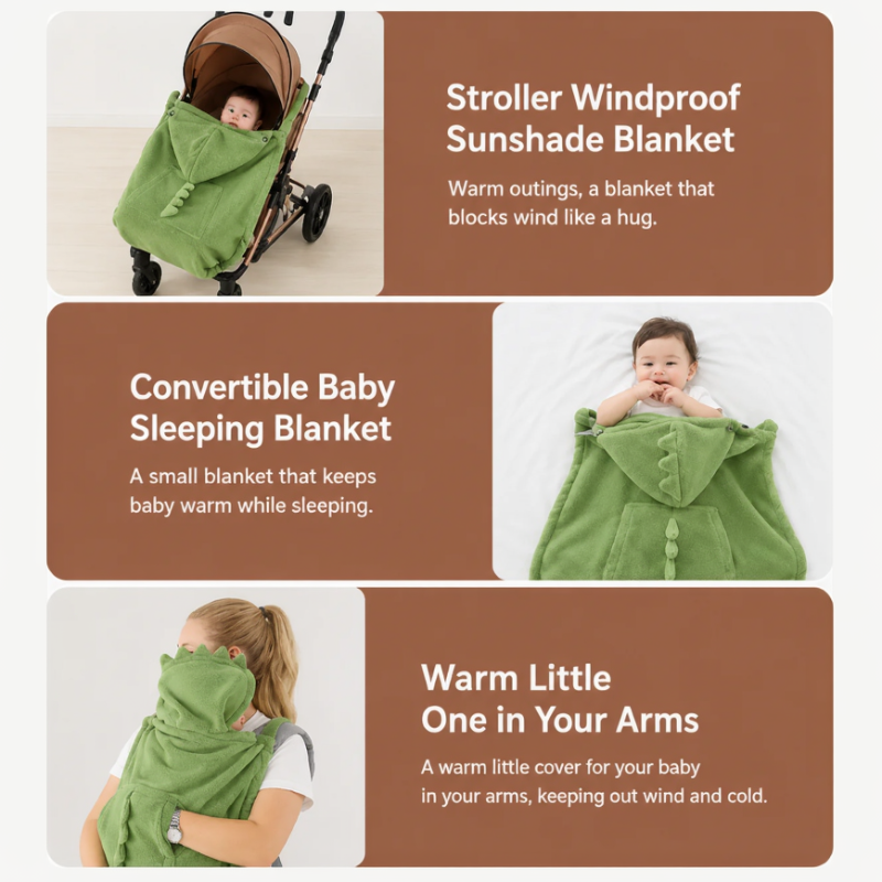Dinosaur Baby Carrier Cover – Warm & Comfort – Dino Baby Deken