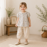 Vine Print Blouse – Licht & Schattig – Kinder Blouse met pofmouwtjes