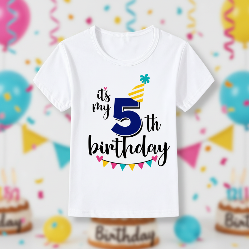 Birthday Graphic Tee – Schattig & Luchtig – Verjaardag Kinder T-shirt
