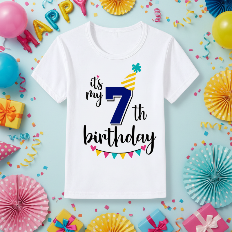 Birthday Graphic Tee – Schattig & Luchtig – Verjaardag Kinder T-shirt