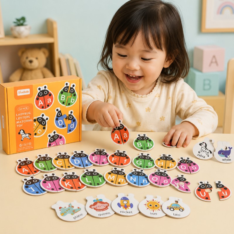 Wooden Letter Matching Game – Leren & Spel – Alfabet Puzzel