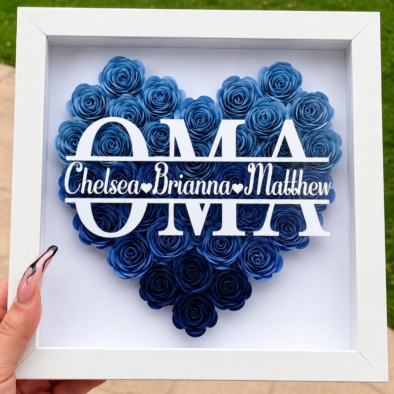 Personalized Rose Shadow Box – Uniek Moederdagcadeau – Gepersonaliseerde Rozen Schaduwdoos