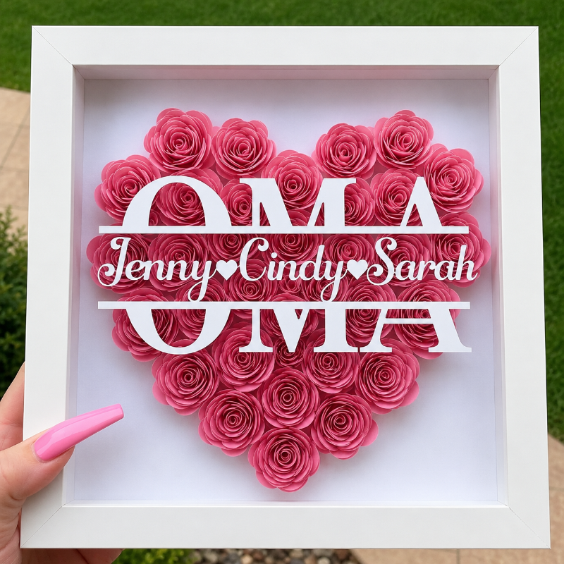 Personalized Rose Shadow Box – Uniek Moederdagcadeau – Gepersonaliseerde Rozen Schaduwdoos