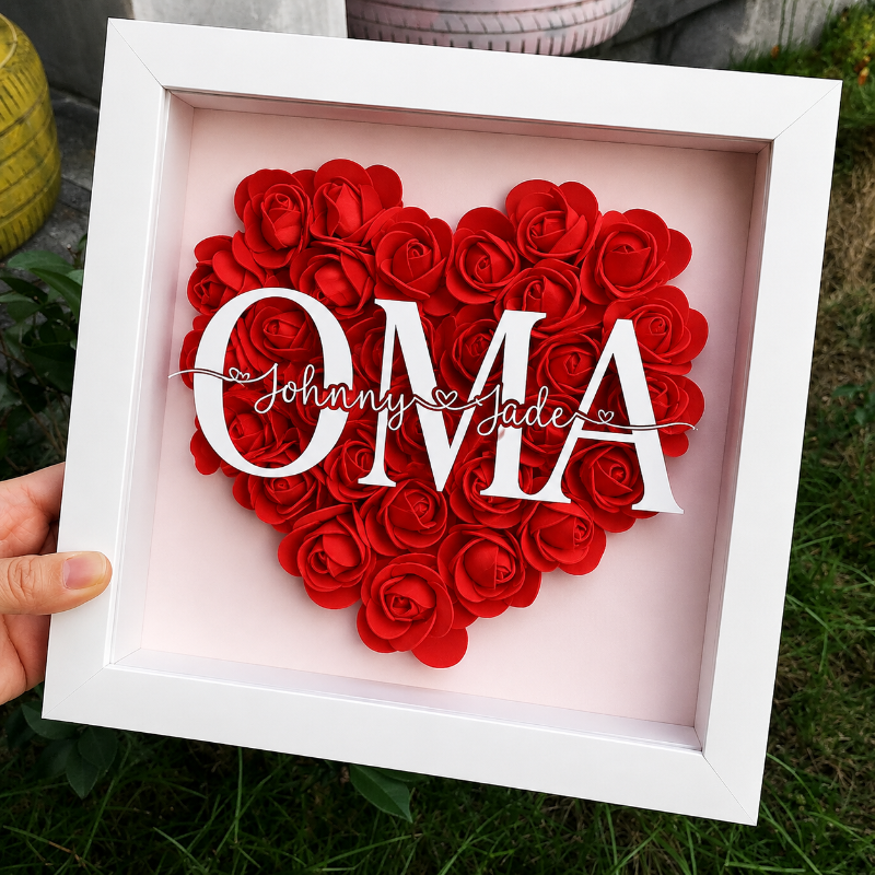 Personalized Rose Shadow Box – Uniek Moederdagcadeau – Gepersonaliseerde Rozen Schaduwdoos