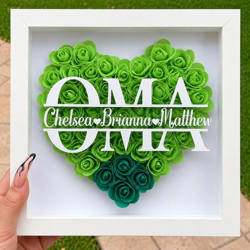 Personalized Rose Shadow Box – Uniek Moederdagcadeau – Gepersonaliseerde Rozen Schaduwdoos