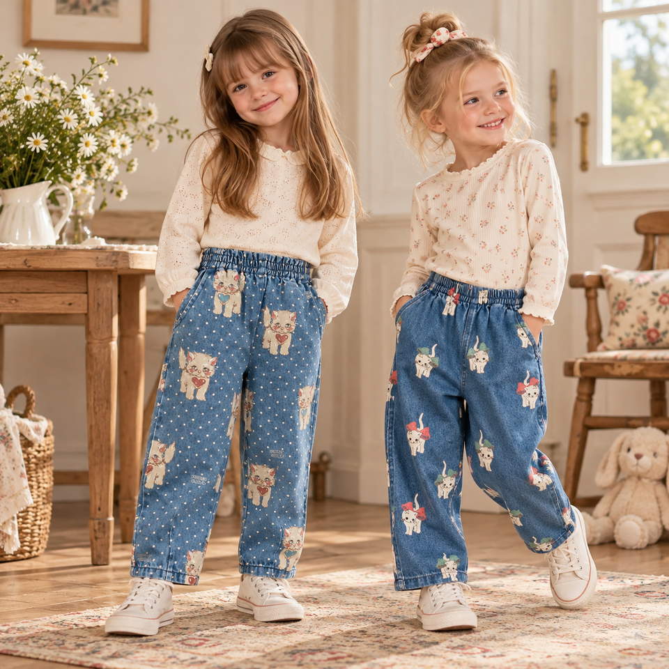 KittyDenim – Schattig & Speels – Kinderbroek met Kattenprint