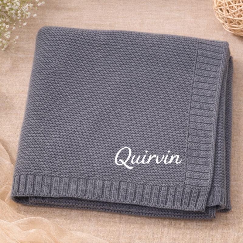 Personalized Baby Blanket – Zacht & Uniek – Katoenen Gepersonaliseerd Geborduurde Deken