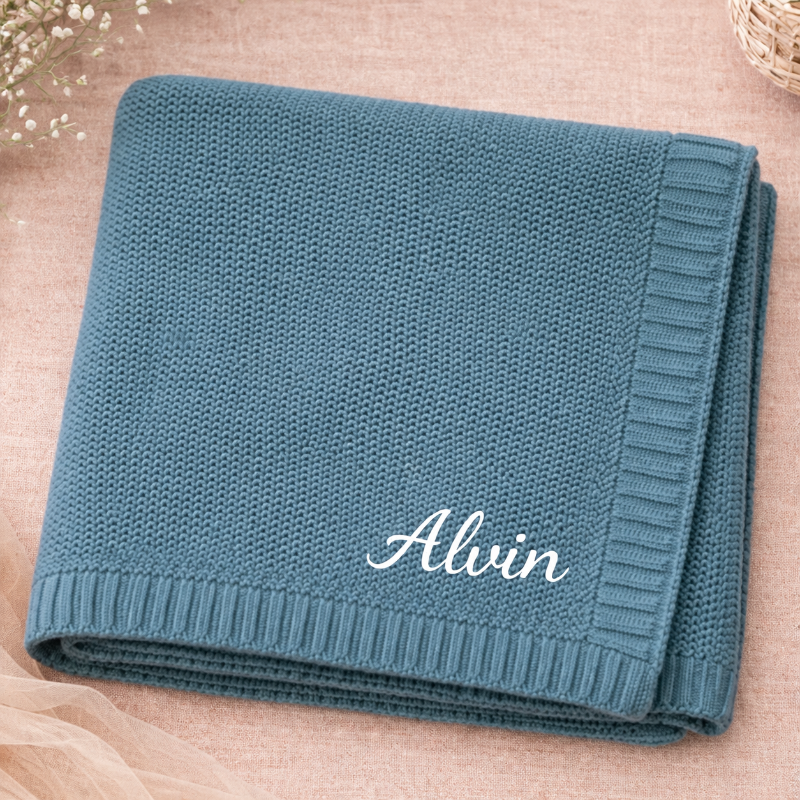 Personalized Baby Blanket – Zacht & Uniek – Katoenen Gepersonaliseerd Geborduurde Deken