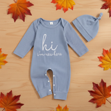 CuddleBaby – Hi, I'm new here – Baby Jumpsuit met Beanie Set