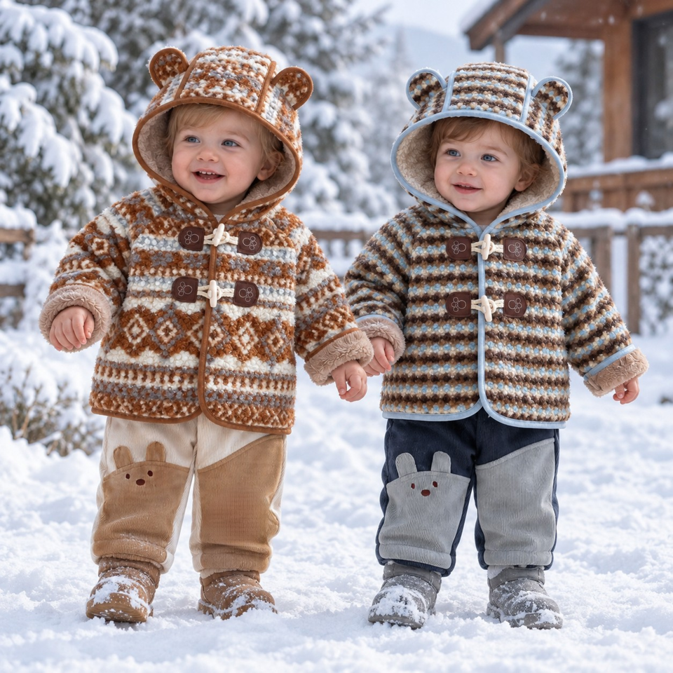LittleWarm – Knus & Stijlvol – Winterjas met Fair Isle-Patroon